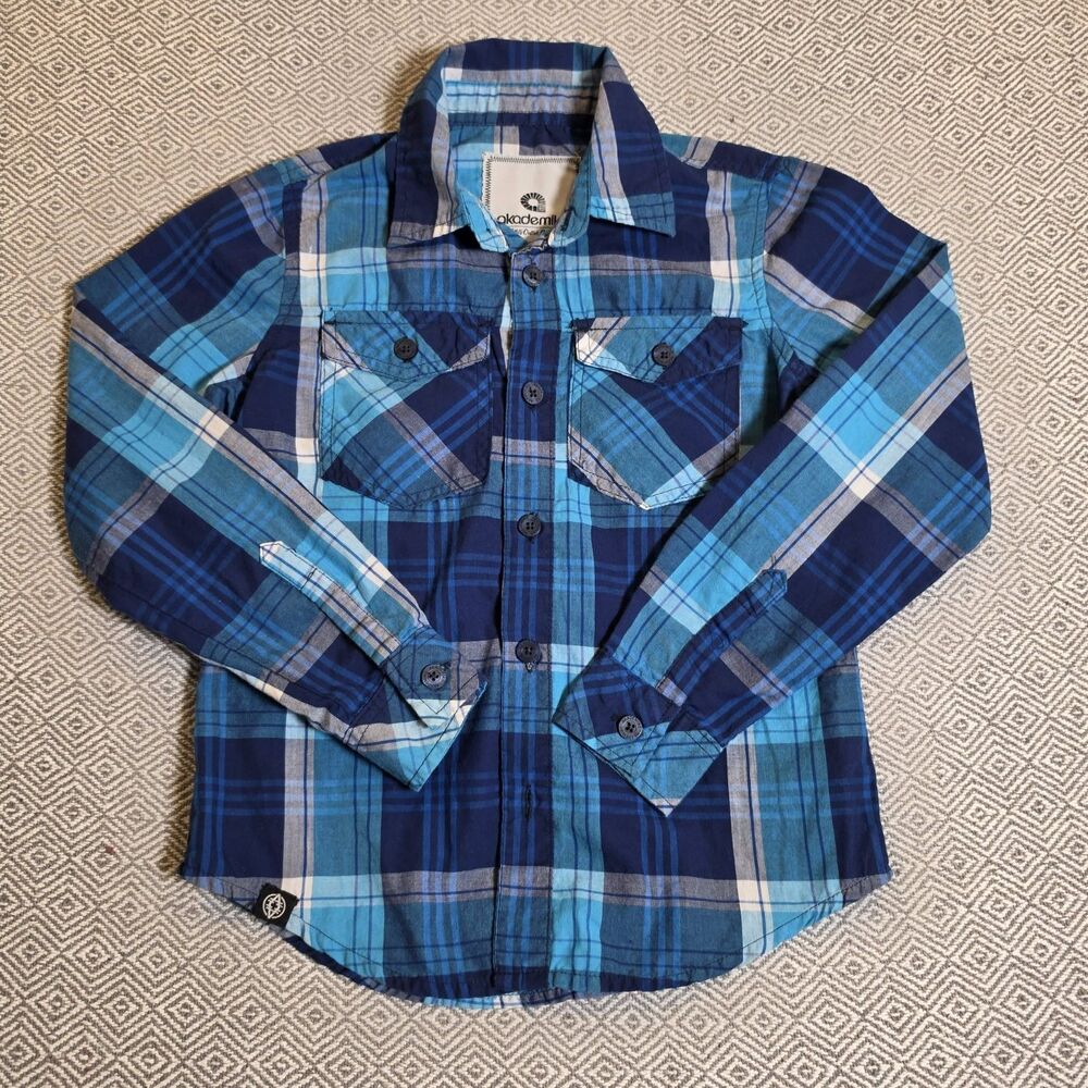 Akadémiks Boys Plaid Button Up Shirt XL 77 Y2K Hip Hop Streetwear